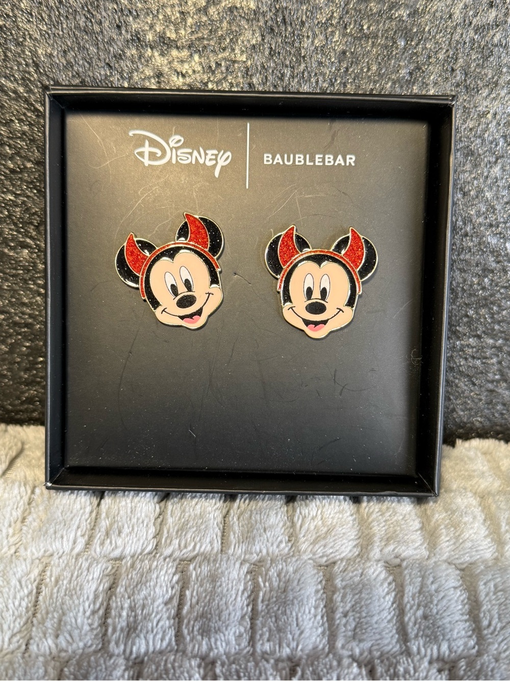Disney Minnie Devil Stud Earrings - Red, Black, Cream